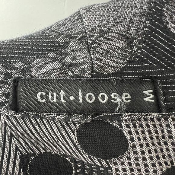 Cut-Loose Gray Black Blazer Jacket Cotton Polka Dot Plaid Notch Lapel Medium M - Picture 10 of 12